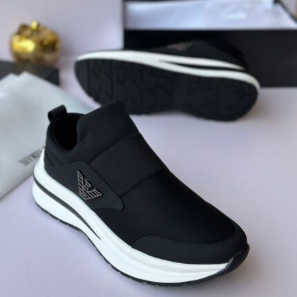 Emporio Armani Black Slip-On Sneakers