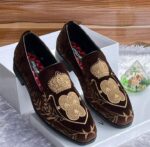 Purple Velvet Loafers with Crown Crest Embroidery 2