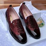 Red Glitter Patent Leather Loafers