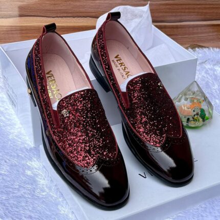 Red Glitter Patent Leather Loafers