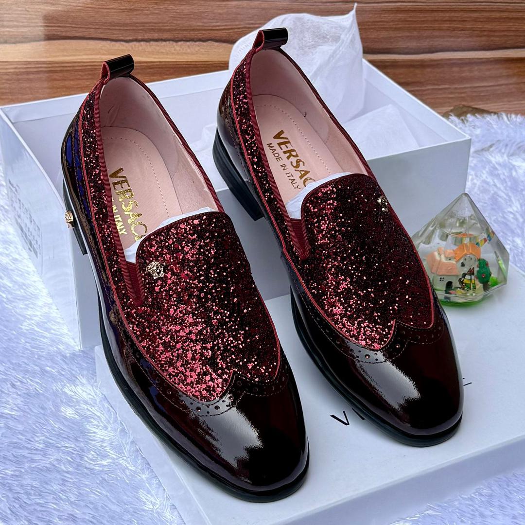 Red Glitter Patent Leather Loafers Red Glitter Patent Leather Loafers