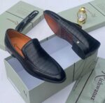 Richwanaz Black Leather Perforated Loafers 1
