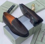 Richwanaz Dark Brown Woven Leather Loafers