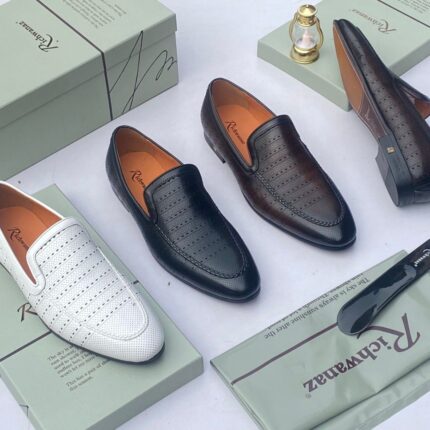 Richwanaz Perforated Leather Slip-On Loafers