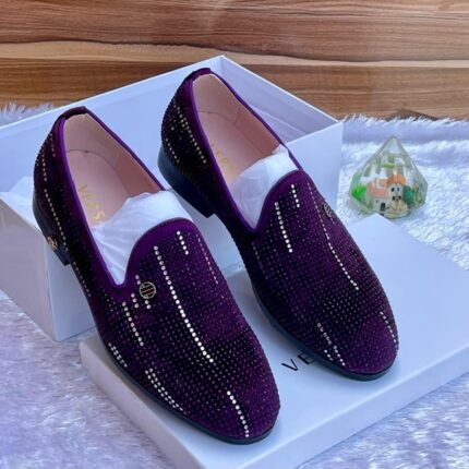 Royal Blue Studded Men’s Loafers 1