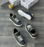 White Leather Sneakers with Gold & Pearl Details