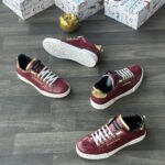 White Leather Sneakers with Gold & Pearl Details - Image 3