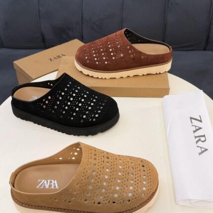 Zara Beige Perforated Slip-On Loafers