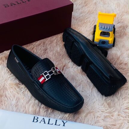 Bally Woven Driver Loafers with Silver Buckle