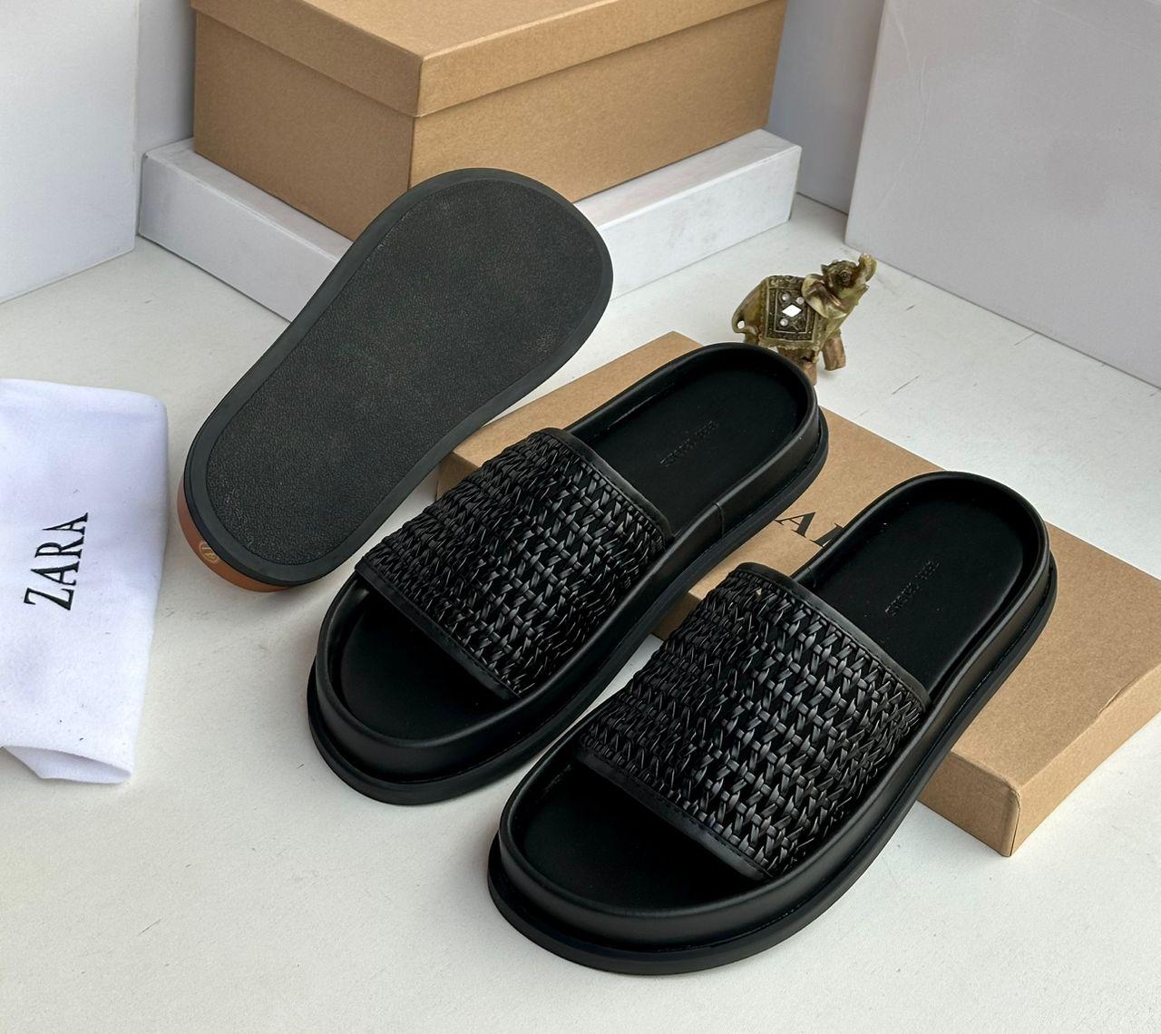 Black Woven Slides Black Woven Slides