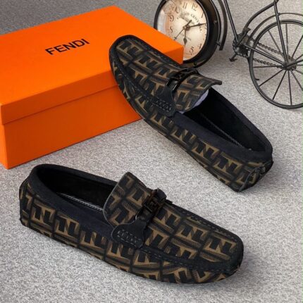 Fendi Zucca Monogram Loafers with FF Logo