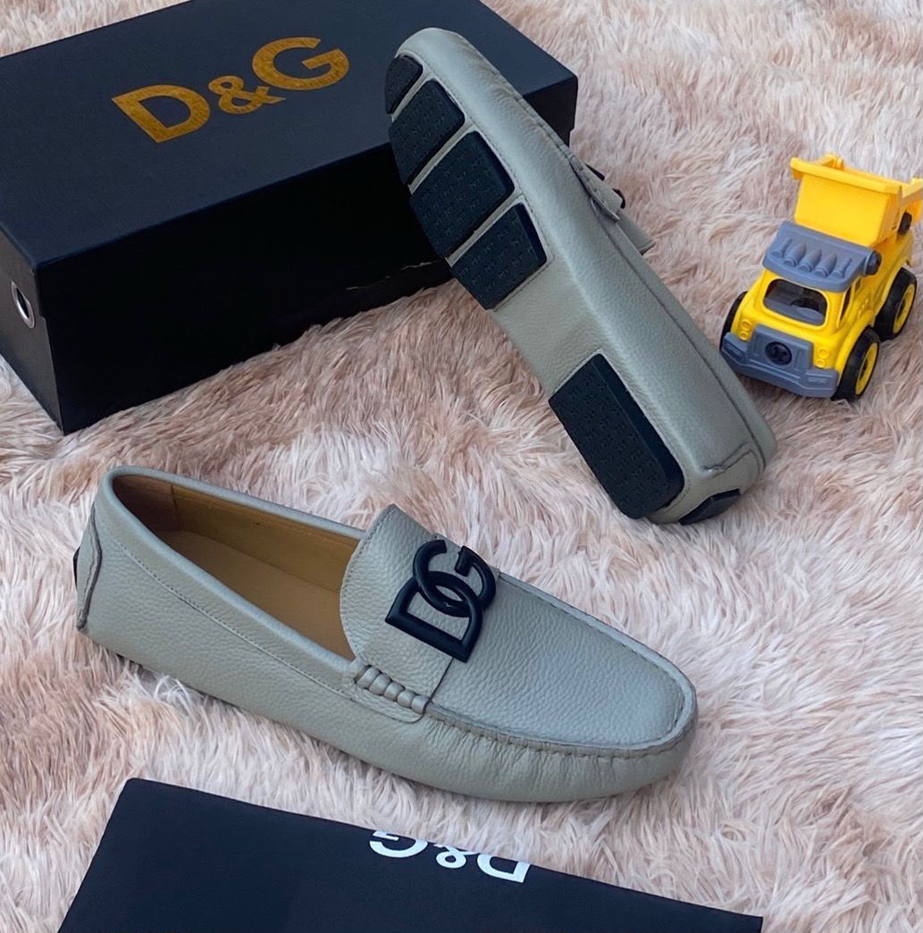 Grey Leather Driver Loafers Grey Leather Driver Loafers