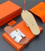 Hermès White H-Cutout Sandals