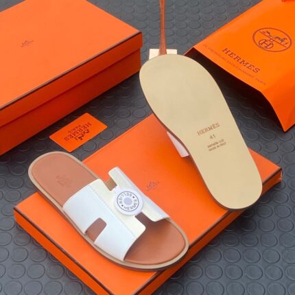 Hermès White H-Cutout Sandals