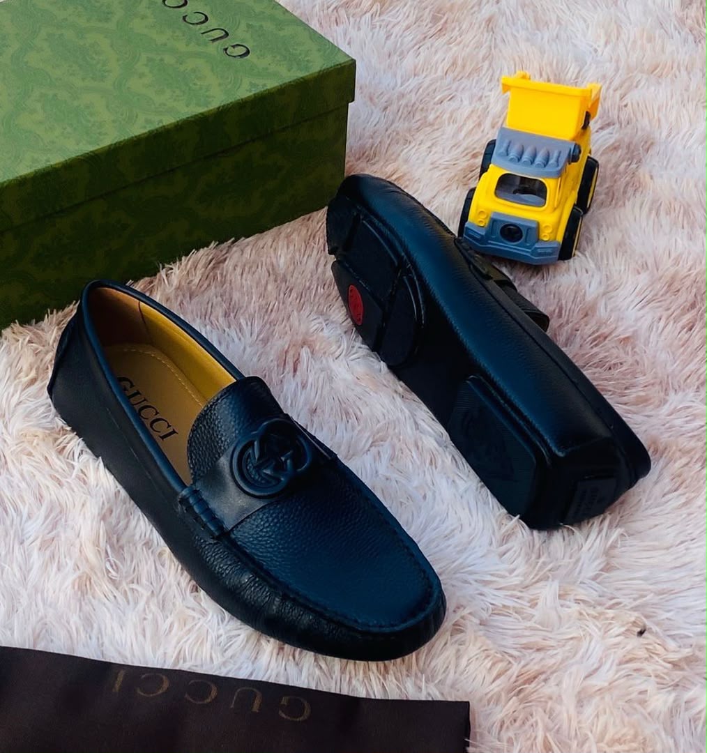 Interlocking G Blue Leather Driver Loafers Interlocking G Blue Leather Driver Loafers