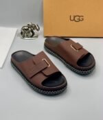 UGG Brown Platform Slides with Buckle Strap - Image 3