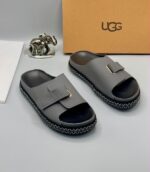 UGG Brown Platform Slides with Buckle Strap 1