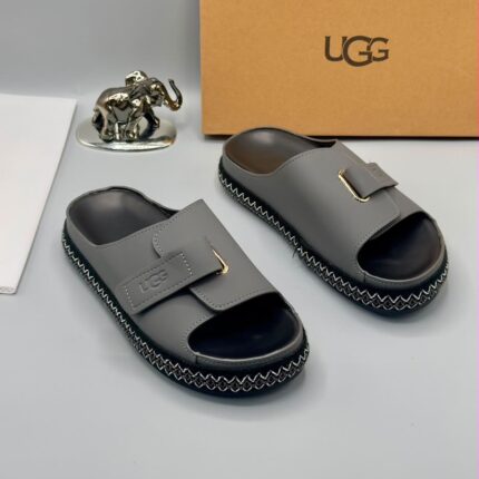 UGG Brown Platform Slides with Buckle Strap 1