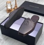 White Leather Mule Slides with Embossed Logo - Image 3