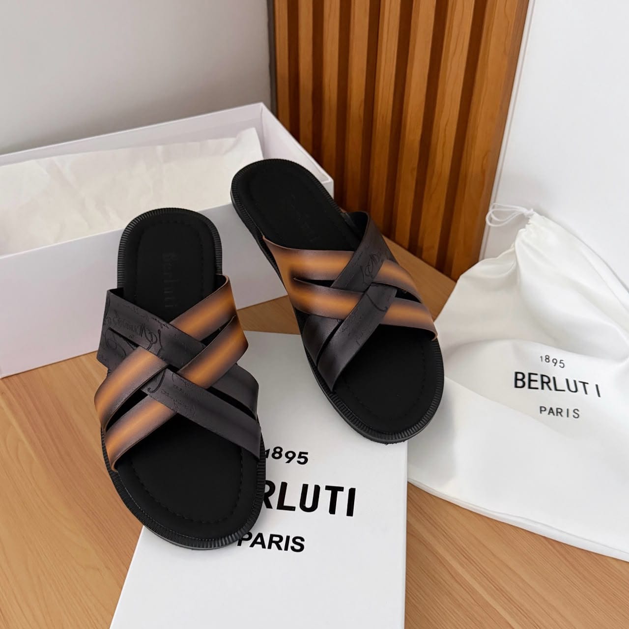 Berluti Sifnos Scritto Leather Sandals Berluti Sifnos Scritto Leather Sandals