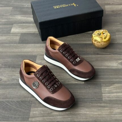 Billionaire Italian Couture Coffee Brown Leather Sneakers
