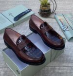 Black Crocodile Leather Loafers