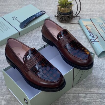 Black Crocodile Leather Loafers