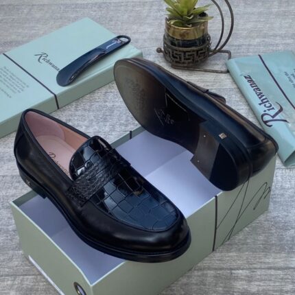 Black Crocodile Leather Loafers