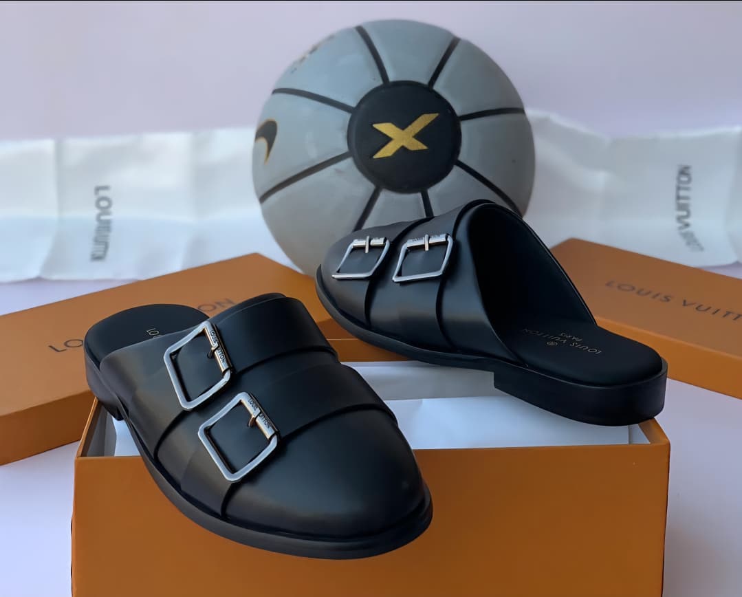 Black Leather Buckle Mules Black Leather Buckle Mules