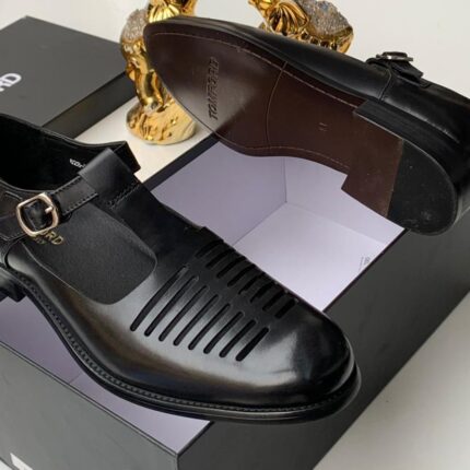 Brown Leather T-Strap Sandals