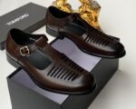 Brown Leather T-Strap Sandals