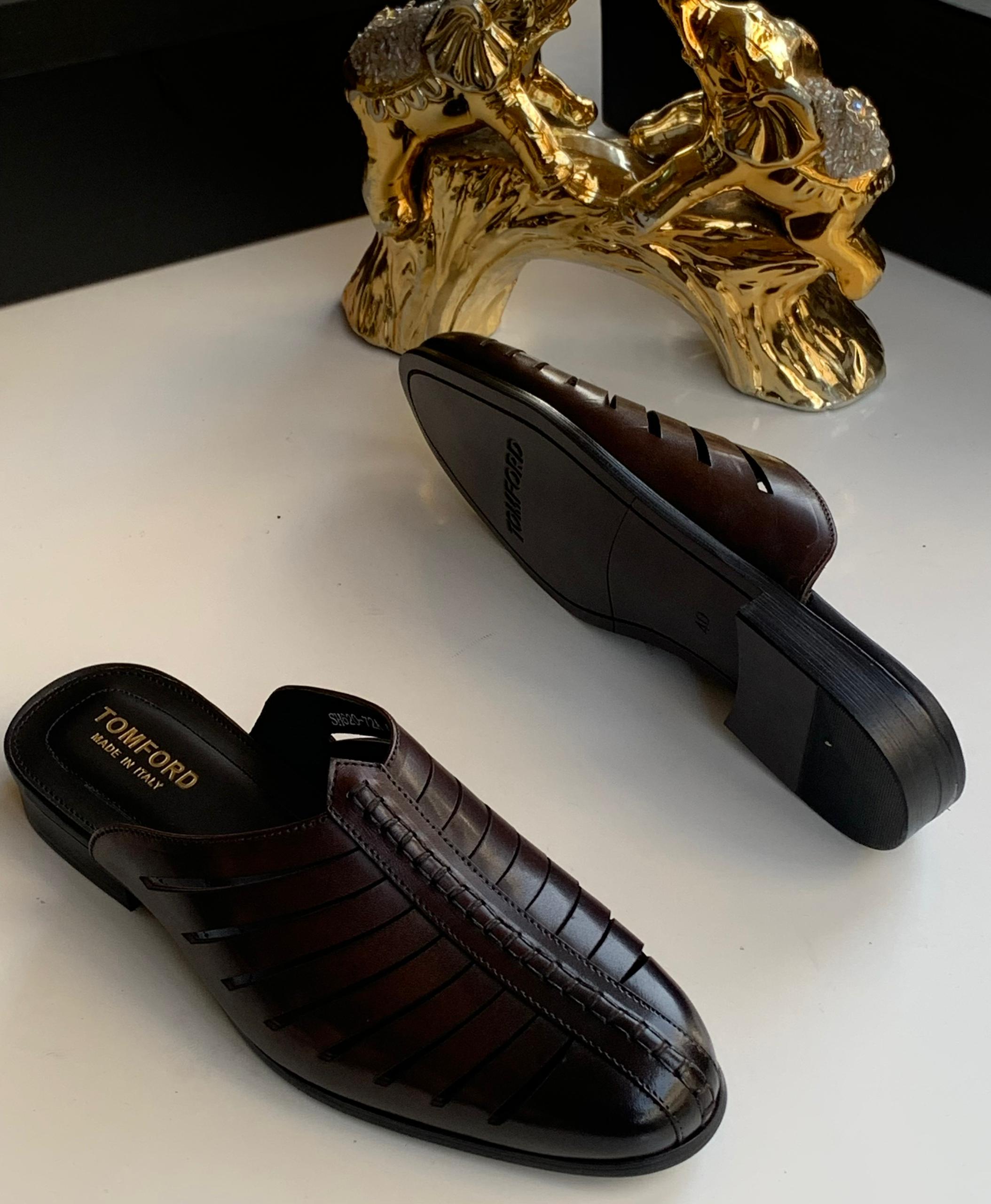 Brown Woven Leather Half Shoes Brown Woven Leather Half Shoes