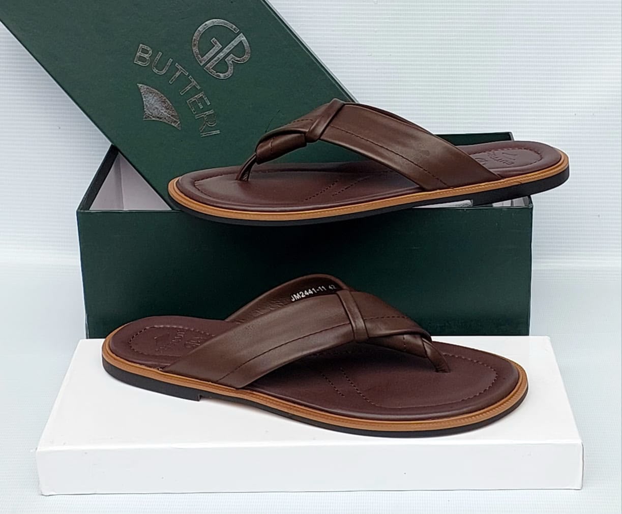 Butteri Brown Leather Cross-Strap Sandals Butteri Brown Leather Cross-Strap Sandals