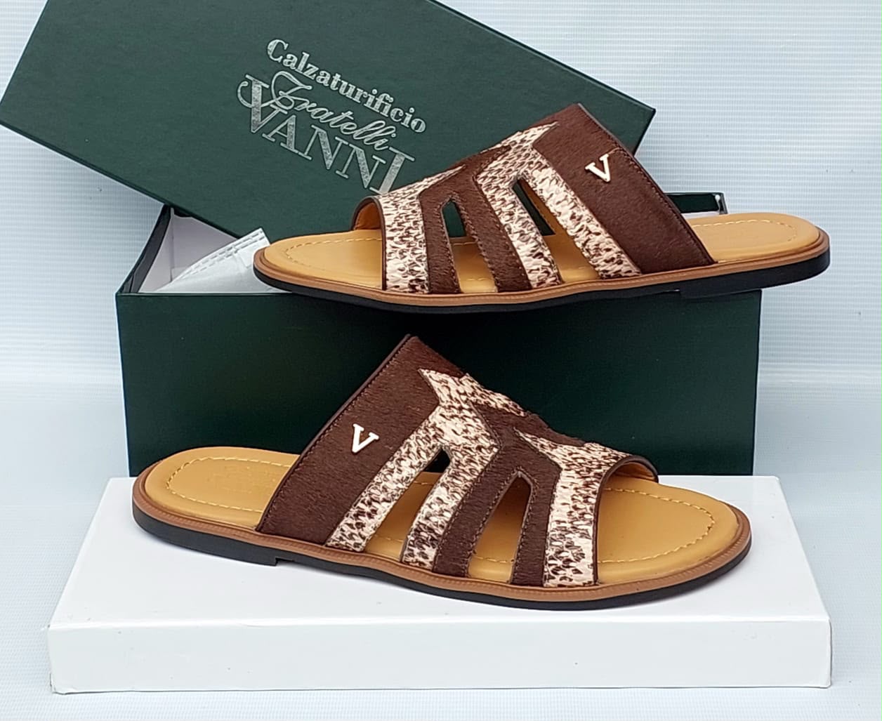 Calzaturificio Fratelli Vanni Brown & Beige Patterned Sandals Calzaturificio Fratelli Vanni Brown & Beige Patterned Sandals