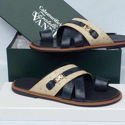 Crocodile-Embossed Designer Slides