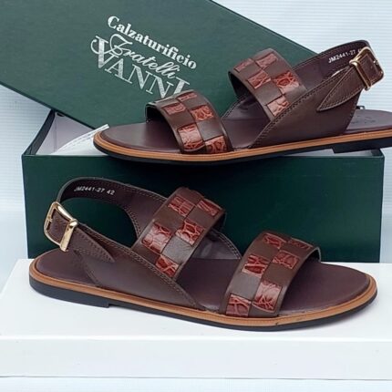 Fratelli Vanni Brown Leather Woven Sandals