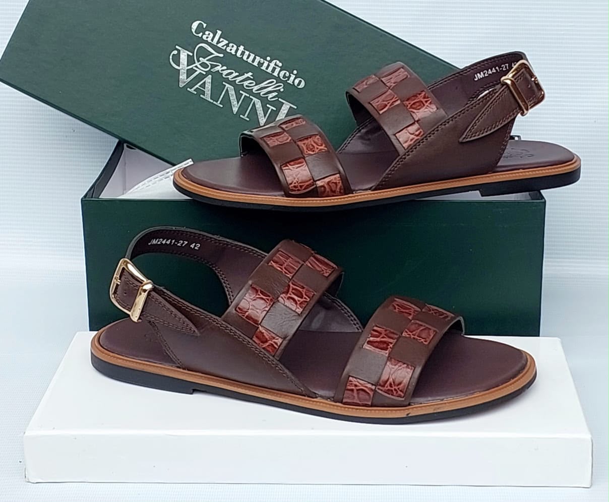 Fratelli Vanni Brown Leather Woven Sandals Fratelli Vanni Brown Leather Woven Sandals