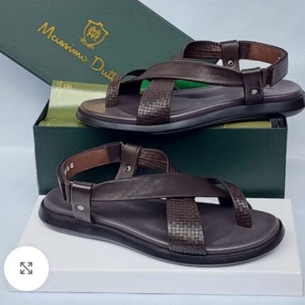 Massimo Dutti Brown Leather Woven Sandals