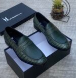 Moreschi Green Crocodile Leather Loafers