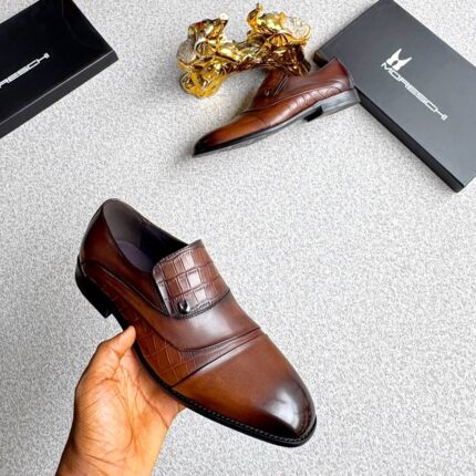 Moreschi Olive Green Crocodile-Embossed Leather Loafers