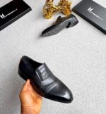 Moreschi Olive Green Crocodile-Embossed Leather Loafers