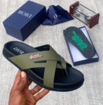 Olive Green Cross-Strap Sandals