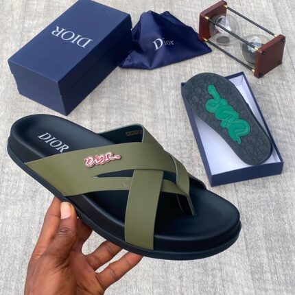 Olive Green Cross-Strap Sandals