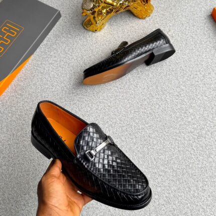 Pirabong Global Limited Black Woven Leather Shoes