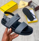 Roma Gray Leather Ankle Strap Sandals