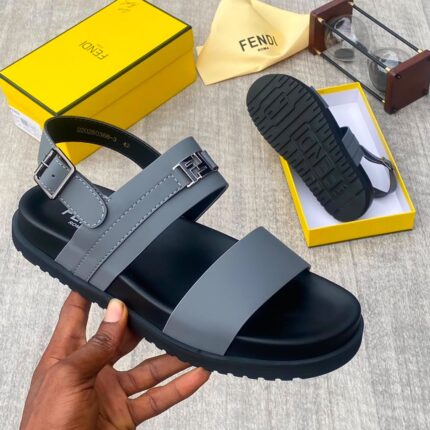 Roma Gray Leather Ankle Strap Sandals