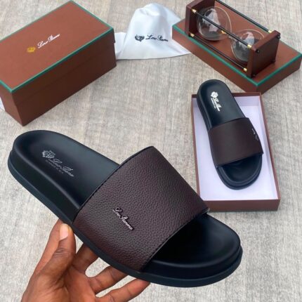 Summer Walk Dark Brown Leather Sandals with Silver Logo Plaque