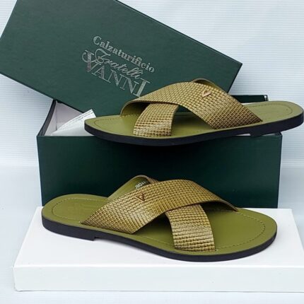 Vanni Fratelli Olive Green Leather Sandals