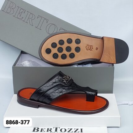 Bertozzi Model 8868 377 Black Crocodile Leather Sandals
