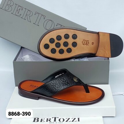 Bertozzi Model 8868 390 Black Leather Thong Sandals